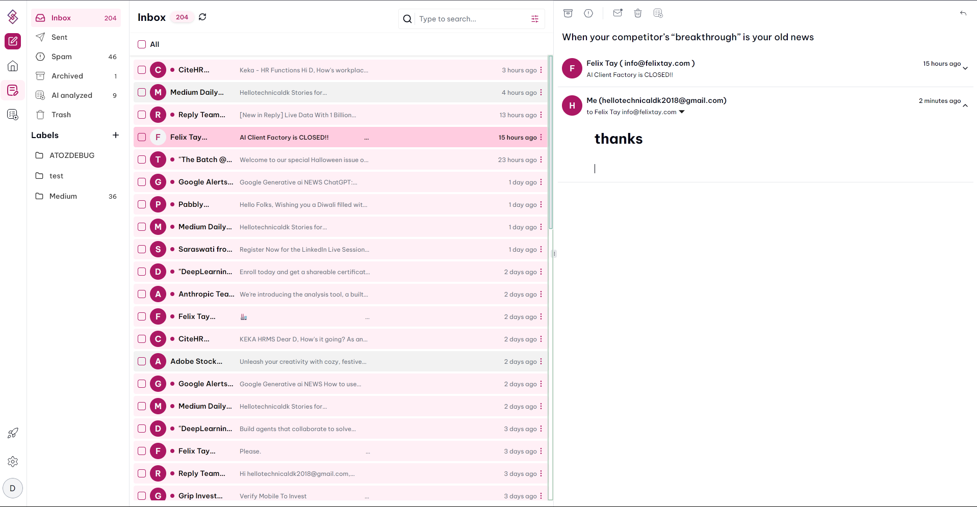 Smart Inbox: An AI powered email client